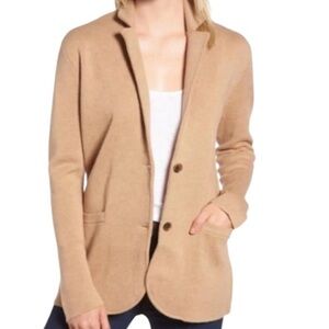 J. Crew Tan Cardigan Sweater with Notched Lapel